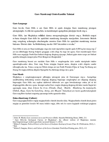 Garo Hills aro Garo Manderang 